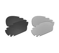 EZReplace Verres de rechange pour lunettes de soleil Oakley Racing Jacket ventilées (verres polarisés), Noir carbone + métal argenté, Taille unique