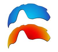 EZReplace Verres de rechange pour lunettes de soleil Oakley Radar EV Path XS OJ9001 (verres polarisés) - Compatible avec monture Oakley Radar EV Path XS (bleu glacier + rouge feu), Bleu glacier +