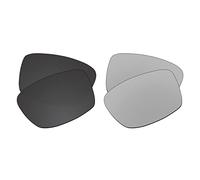 EZReplace Verres de rechange pour lunettes de soleil Oakley Square Wire 2 2014 OO4075 (verres polarisés) - Compatible avec monture Oakley Square Wire 2 2014 (noir carbone + argent métallique), Noir