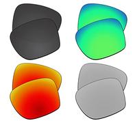 EZReplace Verres de rechange pour lunettes de soleil Oakley Sylas OO9448 (verres polarisés) - Compatible avec monture Oakley Sylas (noir carbone + vert printemps + rouge feu + argent métallique),