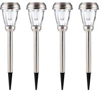 EZSOLAR LED Lampe solaire d'allée Acier inoxydable blanc froid Set de 4 torches de jardin