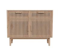 EZSSW Buffet de cuisine avec 2 tiroirs et 2 portes, design à rayures verticales et respirantes, couleur bois naturel, commode moderne, couleur bois naturel, 100 x 35 x 80 cm