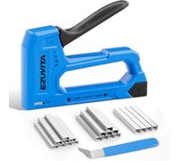 EZUVITA Agrafeuse légère pour bois - Agrafeuse bleue pour tissus d'ameublement avec 2000 agrafes JT21 1/4, 5/16, 3/8" et extracteur d'agrafes pour travaux manuels, bricolage