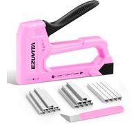 EZUVITA Agrafeuse légère pour bois - Agrafeuse rose pour tissus d'ameublement avec 2000 agrafes JT21 1/4, 5/16, 3/8" et extracteur d'agrafes pour travaux manuels, bricolage