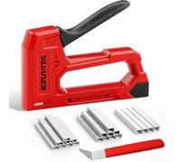 EZUVITA Agrafeuse légère pour bois - Agrafeuse rouge pour tissus d'ameublement avec 2000 agrafes JT21 1/4, 5/16, 3/8" et extracteur d'agrafes pour travaux manuels, bricolage