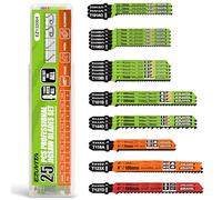 EZUVITA Lot de 25 Lames de Scie Sauteuse avec Étui de Rangement en Acier CR-V et HSS, Assortiment de Lames de Scie Sauteuse avec Tige en T pour Couper le Bois, le Plastique et le Métal