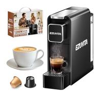 EZUVITA Mini Machine à Café 1200 W pour Capsules Nespresso Original, Noir | Design fin 8,7cm, pompe 20 bars, 2 programmes, mode éco, qualité barista pour maison/bureau.