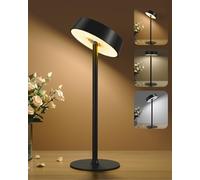 EZVALO Lampe de Table Sans Fil Rechargeable LED, Lampe Tactile Dimmable 3 Couleurs, Applique Murale Magnétique 2 en 1, IP44 Étanche en Aluminium pour Intérieur Extérieur, 3600mAh, Noir