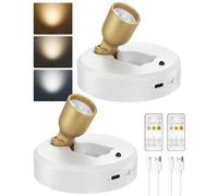 EZVALO Lot de 2 Spots Muraux Sans Fil avec Télécommande, 3 Températures de Couleur Réglables, Batterie 4000 mAh, pour intérieurs, spots LED pour tableaux, plantes et portraits (Blanc)