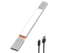 EZVALO Réglette LED Sous Meuble Avec Détecteur de Mouvement, Lampe Cuisine Rechargeable 2200mAh, 3 Températures de Couleur Réglables, 38 cm, 1 Pièce, Argenté