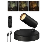 EZVALO Spot mural sans fil 5000 mAh, 3 couleurs, à intensité variable, avec télécommande, rechargeable, pour éclairage d'images, éclairage des plantes (1, noir)