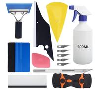 EZVEZS 14 Pièces Kit Covering Voiture,Kit Vitre Teintée Voiture,Outils Pose Film Teinté et Vinyle, Raclette en Feutre, Squeegee Silicone, Couteau Utilitaire avec Lames, Installation Film Vitre Auto