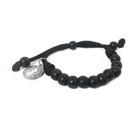 EZVFIRPDFZ Bracelet chapelet Saint Benoît en paracorde noire - Chapelet catholique - Cadeaux catholiques pour homme
