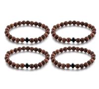 EZVFIRPDFZ Bracelet de prière chrétienne - Bois et croix - Tailles