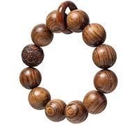 EZVFIRPDFZ Bracelet de prière unisexe fait à la main en bois de Bubinga naturel avec 12 maillons de prière pour méditation et méditation