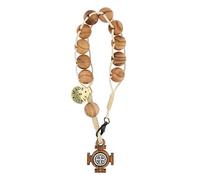 EZVFIRPDFZ Chapelet 1 décennie de Saint Benoît Benito de 8 mm | Perles en bois d'olivier véritable pour homme | Bijoux chrétiens