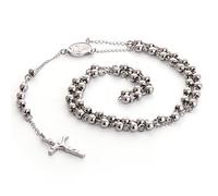 EZVFIRPDFZ Chapelet catholique en acier inoxydable avec perles de 6 mm et crucifix - 81,3 cm