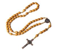 EZVFIRPDFZ Chapelet catholique en bois avec crucifix de Jésus, prière faite à la main pour homme et femme