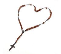 EZVFIRPDFZ Chapelet catholique en bois fait à la main et crucifix en métal pour homme et femme - Médaille de prière et croix en Y