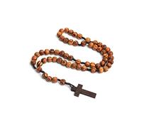 EZVFIRPDFZ Chapelet catholique en bois fait à la main - Médaille de prière - Chapelet catholique en bois