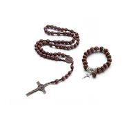 EZVFIRPDFZ Chapelet catholique en bois fait à la main - Médaille de prière - Chapelet catholique en bois