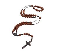 EZVFIRPDFZ Chapelet catholique en bois fait à la main - Médaille de prière - Chapelet catholique en bois