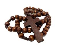 EZVFIRPDFZ Chapelet catholique en bois marron foncé pour homme