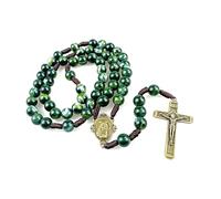 EZVFIRPDFZ Chapelet catholique en bois rouge de 10 mm pour homme avec croix rouge, emballage cadeau, est un chapelet idéal pour les hommes et les femmes pour prier et méditer
