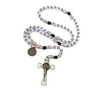 EZVFIRPDFZ Chapelet catholique en paracorde robuste et durable de 10 mm pour homme avec médaille de Saint Benoît ou Médaille de Marie et crucifix en émail