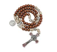 EZVFIRPDFZ Chapelet catholique en paracorde robuste et durable de 10 mm pour homme avec médaille de Saint Benoît ou Médaille de Marie et crucifix en émail