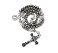 EZVFIRPDFZ Chapelet catholique en paracorde robuste et durable de 10 mm pour homme avec médaille de Saint Benoît ou Médaille de Marie et crucifix en émail