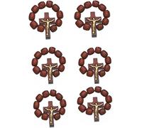 EZVFIRPDFZ Chapelet catholique extensible en bois de cerisier - Lot de 6 pièces - Fabriqué au Brésil