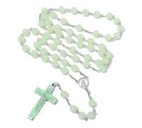 EZVFIRPDFZ Chapelet catholique phosphorescent pour femme avec prière lumineuse, crucifix Jésus, médaille de Marie, cadeau religieux