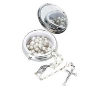 EZVFIRPDFZ Chapelet catholique pour femme, cadeau de confirmation, perles, élégant coffret cadeau en métal, cadeau de confirmation idéal pour homme et femme
