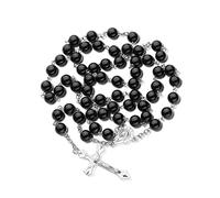 EZVFIRPDFZ Chapelet catholique pour femme en bois fait à la main avec Jésus-Christ Crucifix Croix Véritable guérison Chapelet en bois Yoga Méditation Collier de perles de prière