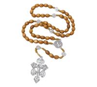 EZVFIRPDFZ Chapelet catholique pour homme, chapelet catholique en bois, chapelet en bois massif fait à la main avec médaille et crucifix en métal, pour homme