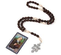 EZVFIRPDFZ Chapelet catholique pour homme et femme, 2 chapelets orthodoxes avec carte de prière de Saint Benoît, chapelet en bois fait à la main, cadeau catholique, mexicain, 1 Pack