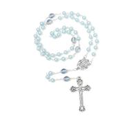 EZVFIRPDFZ Chapelet de perles de 6 mm avec crucifix - Collier catholique pour femme avec pochette en velours ou boîte à chapelet