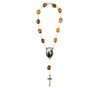 EZVFIRPDFZ Chapelet de poche en bois d'olivier avec crucifix et fermoir - Médaille de la Vierge Marie et Jésus - Pour rétroviseur de voiture - Accessoire religieux pour rétroviseur de voiture