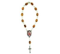 EZVFIRPDFZ Chapelet de poche en bois d'olivier avec crucifix et fermoir - Médaille de la Vierge Marie et Jésus - Pour rétroviseur de voiture - Accessoire religieux pour rétroviseur de voiture