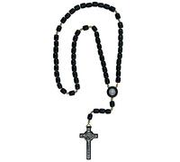 EZVFIRPDFZ Chapelet de Saint Benoît avec perles en bois pour homme et femme avec crucifix de St Benito et médaille. Fabriqué au Brésil
