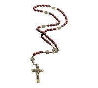 EZVFIRPDFZ Chapelet de Saint Benoît avec perles en bois pour homme et femme avec crucifix de St Benito et médaille. Fabriqué au Brésil