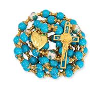 EZVFIRPDFZ Chapelet de Saint Benoît en verre de 10 mm - Collier catholique - Fleurs - Mystère - Médaille miraculeuse - Médaille de prière