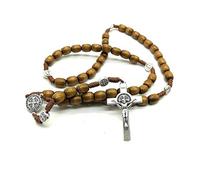 EZVFIRPDFZ Chapelet de Saint Benoît fait à la main avec perles en bois pour homme et femme, première communion, confirmation, Medjugorje