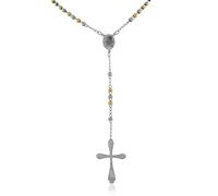 EZVFIRPDFZ Chapelet en acier inoxydable avec croix chrétienne Vierge Marie 45,7 cm