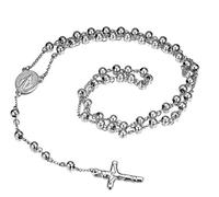 EZVFIRPDFZ Chapelet en acier inoxydable avec pendentif crucifix en forme de croix de 6 mm pour homme et femme, 71,1 cm