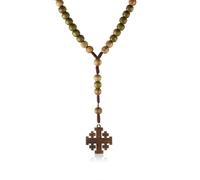 EZVFIRPDFZ Chapelet en bois avec pendentif croix catholique Saint Benoît