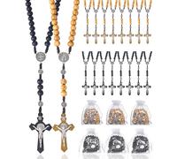EZVFIRPDFZ Chapelet en bois fait à la main avec croix en métal pour catholique ou chrétien (couleur café tissé)