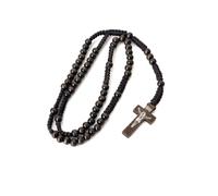 EZVFIRPDFZ Chapelet en bois fait à la main pour homme, prière religieuse catholique avec pendentif en forme de croix avec impression de Jésus, collier en bois durable pour baptême, usage quotidien (47