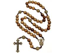EZVFIRPDFZ Chapelet en bois massif fait main Noyer brésilien avec jonction de médaille miraculeuse Livré dans une pochette cadeau en velours